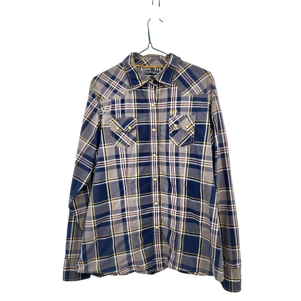 Cruel Girl Plaid Western Shirt Womens XL Used Snap Front 100% Cotton